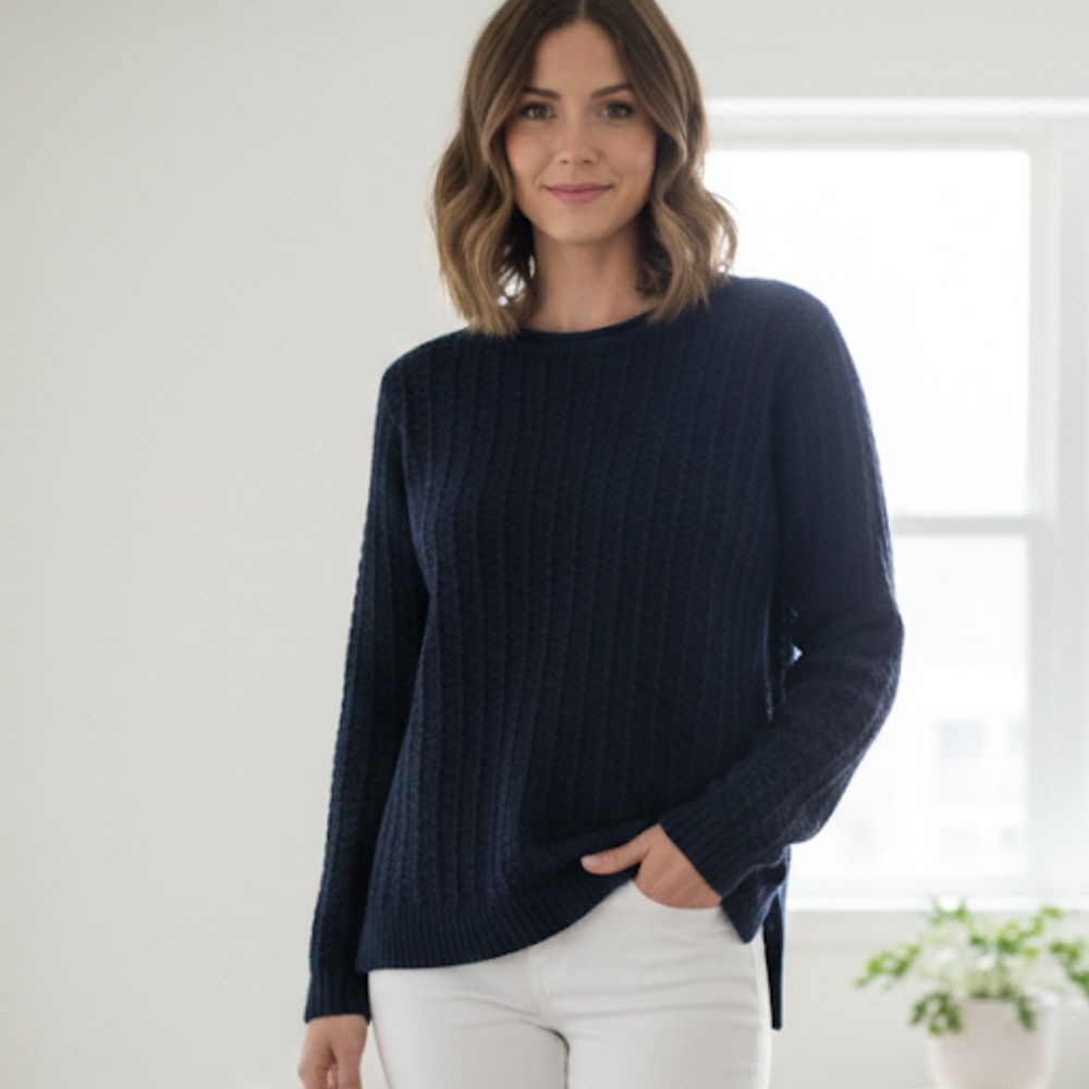 Calypso St. Barth Navy Cashmere Cable Knit Tunic Sweater XS